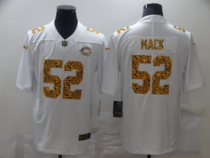 Men's Chicago Bears #52 Khalil Mack 2020 White NFL Leopard Print Fashion Limited Stitched Jersey Men's Chicago Bears #52 Khalil Mack 2020 White NFL Leopard Print Fashion Limited Stitched Jersey